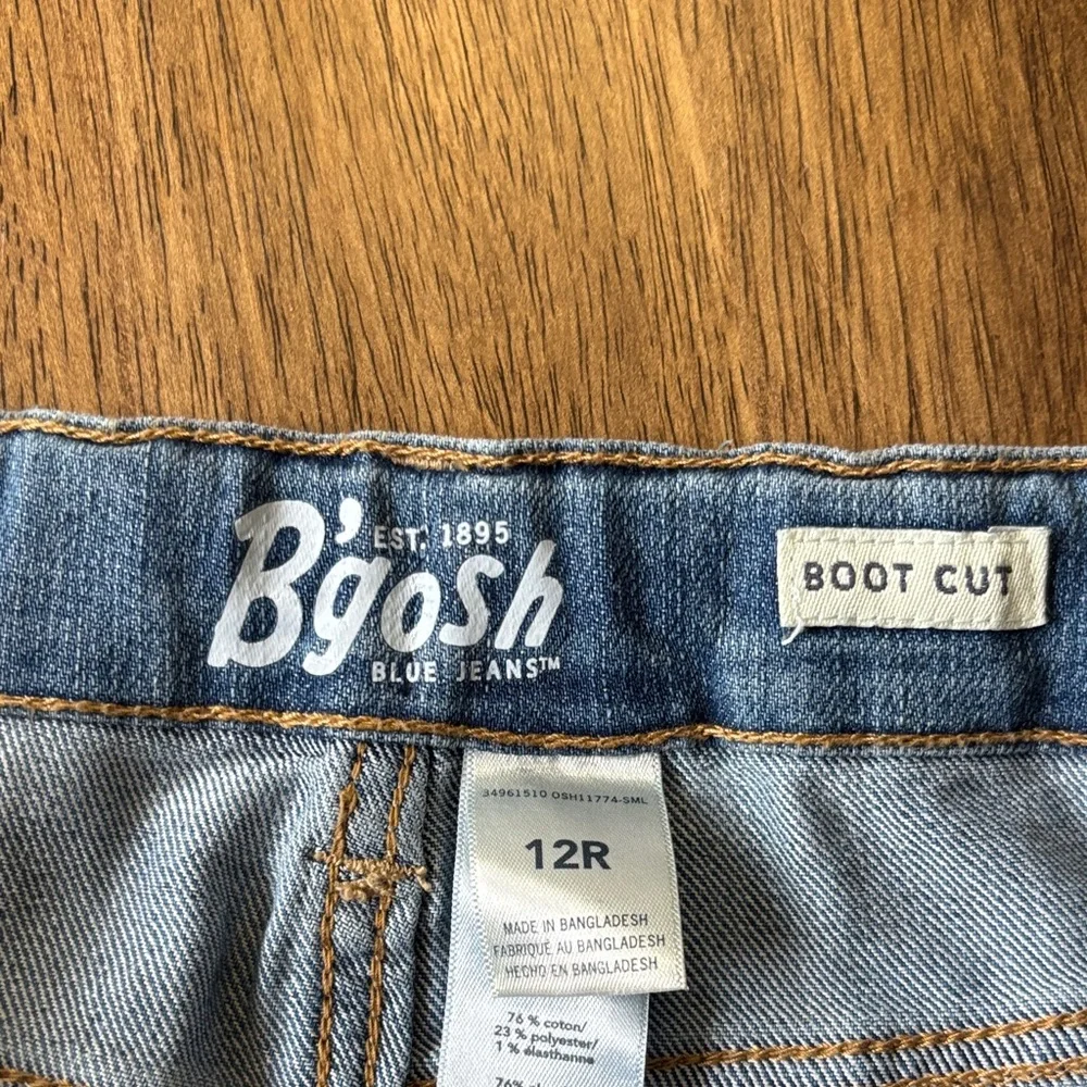 OshKosh B'gosh Classic Boot Cut Blue Kids Jeans, 12R, Adjustable Waist